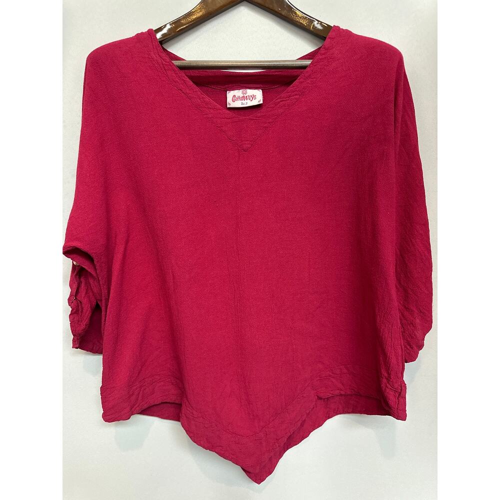 Women’s Cottonways Berry colored cotton v hem blouse Size 2 (XL)